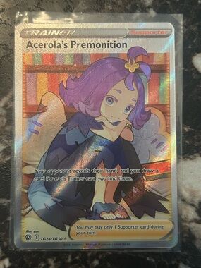 Pokemon Acerola's Premonition Full Art Trainer Card - Purple, Blue, Gold, White